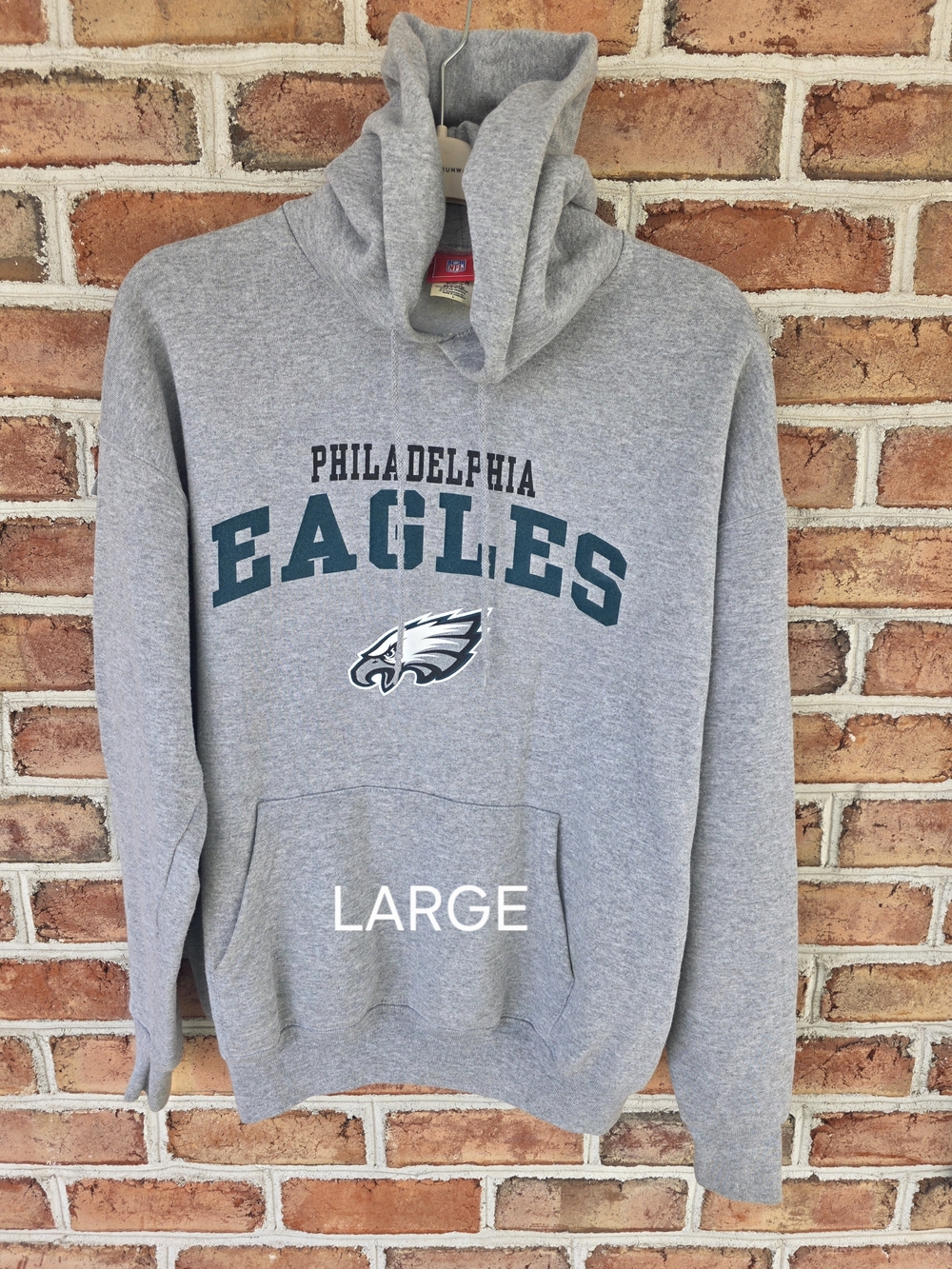 NFL Philadelphia Eagles Gray Pullover Hoodie with Green Logo